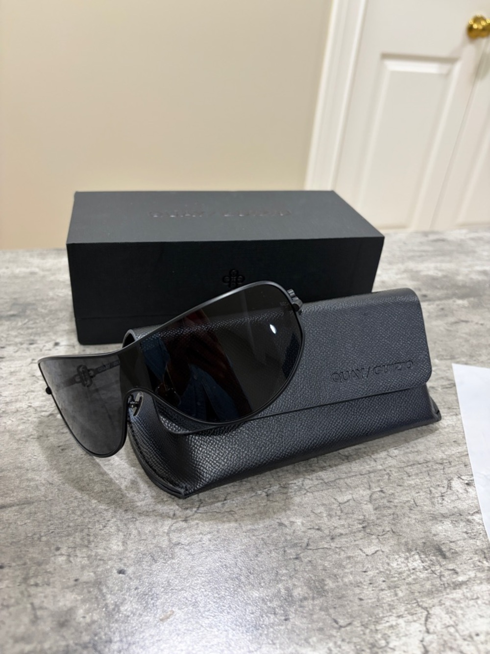 Quay + Guizio Australia Black Shield Aviator Sunglasses